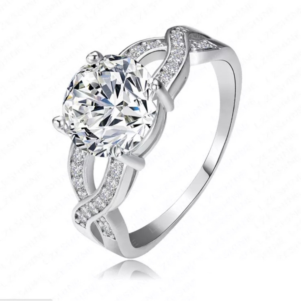 Round Cut White Sapphire Ring